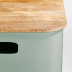 Outline Sage Large Metal Floor Storage Bin with Wood Lid