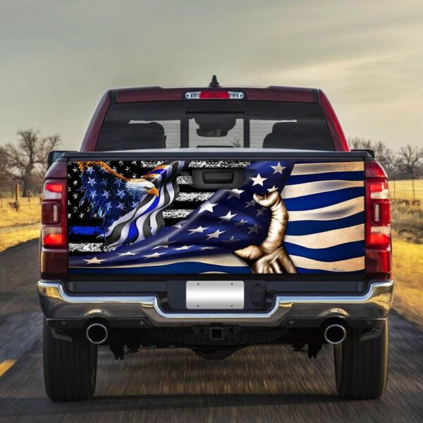 The Thin Blue Line American Eagle truck Tailgate Decal Sticker Wrap Tailgate Wrap Decals For Trucks - Zarden