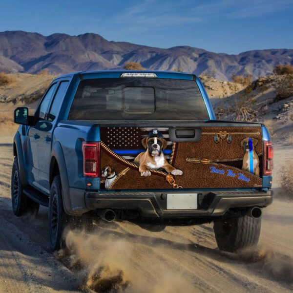 Boxer Back The Blue 3d Zipper truck Tailgate Decal Sticker Wrap - Zarden