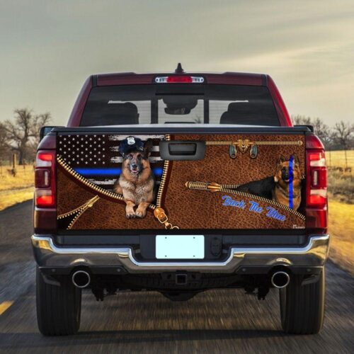 German Shepherd Back The Blue truck Tailgate Decal Sticker Wrap Mother's Day Father's Day Camping Hunting Wrap Decals For Trucks - Zarden