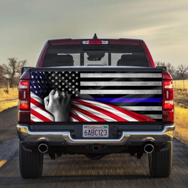 The Thin Blue Line truck Tailgate Decal Sticker Wrap Camping Hunting Wrap Decals For Trucks - Zarden