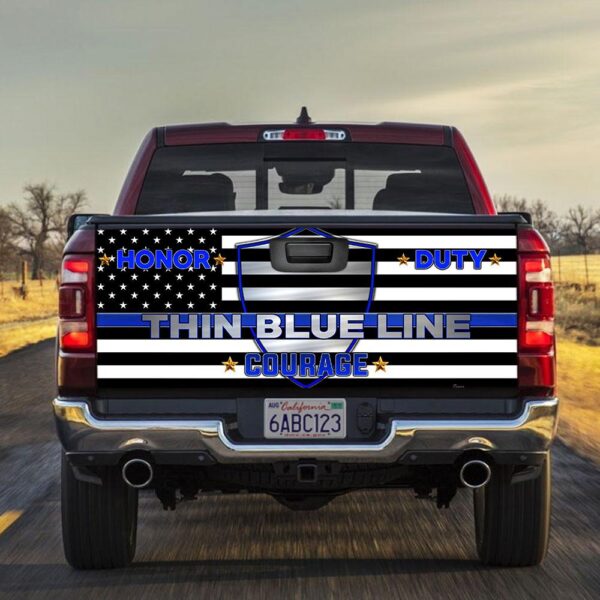 Thin Blue Line truck Tailgate Decal Sticker Wrap Tailgate Wrap Decals For Trucks - Zarden