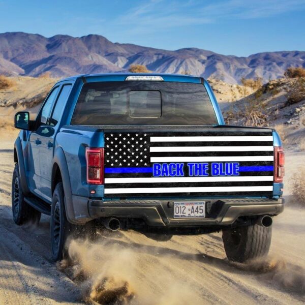 Back The Blue truck Tailgate Decal Sticker Wrap Tailgate Wrap Decals For Trucks - Zarden