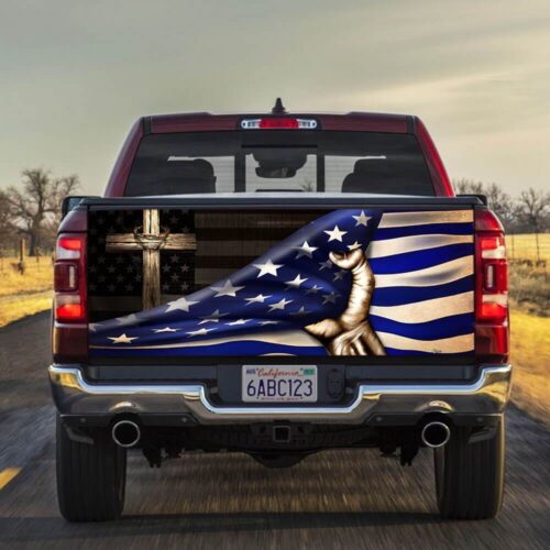 Jesus Christian Cross truck Tailgate Decal Sticker Wrap The Thin Blue Line Tailgate Wrap Decals For Trucks - Zarden