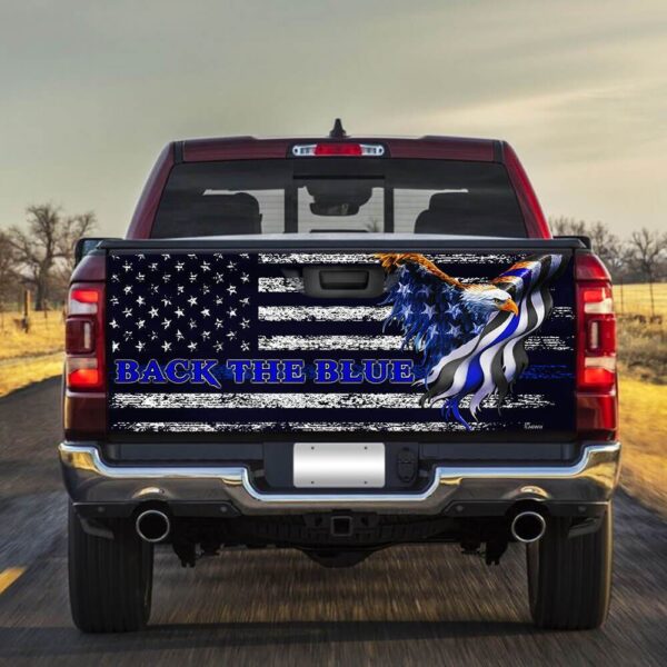 Back The Blue American Eagle truck Tailgate Decal Sticker Wrap Tailgate Wrap Decals For Trucks - Zarden