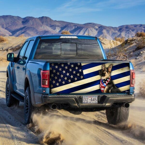 German Shepherd Thin Blue Line truck Tailgate Decal Sticker Wrap Tailgate Wrap Decals For Trucks - Zarden